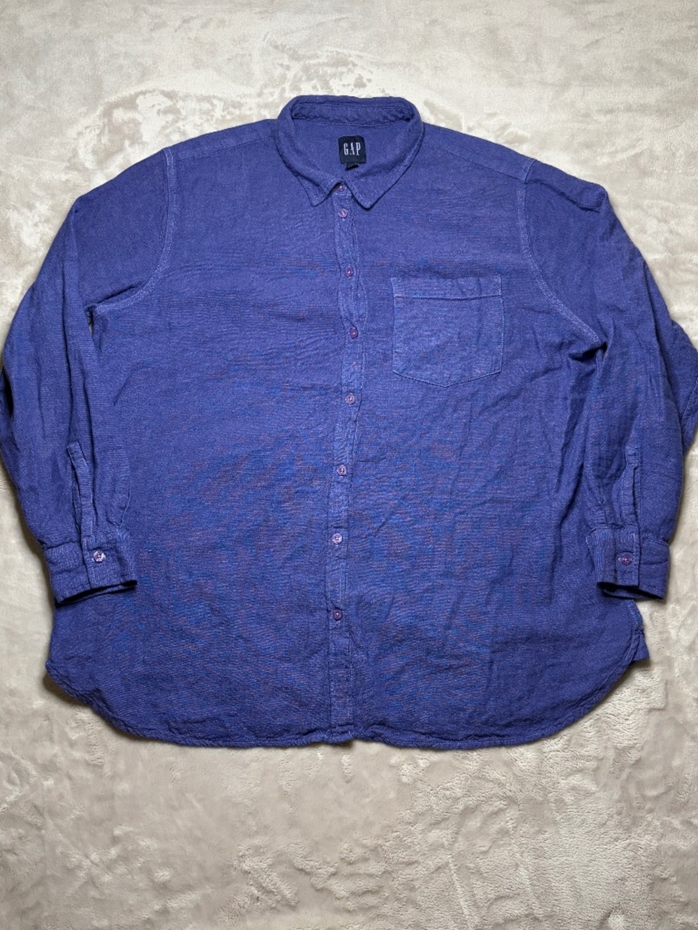 GAP Linen Blend Button Up Shirt Womens 2XL Purple Casual Preppy Lagenlook